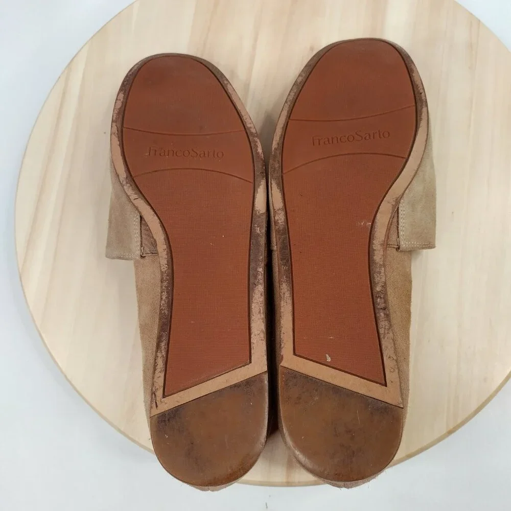Franco Sarto Glow Beige Tan Suede Flats Women US 11M